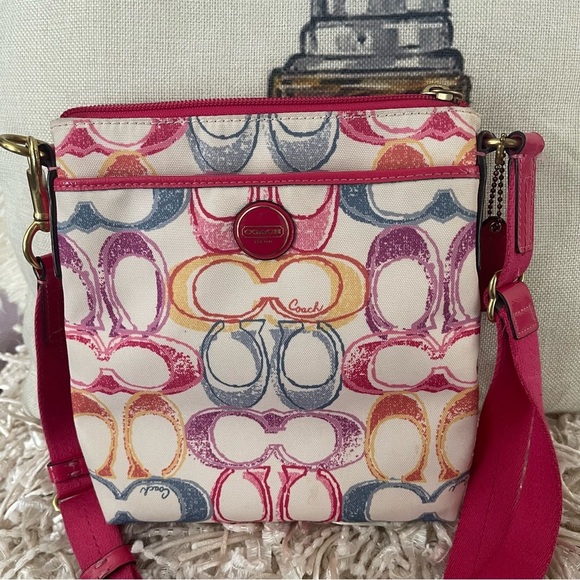 COACH POPPY DREAM Signature Crossbody bag W/Matching COACH Twilly⭐️HaUtE⭐️ - Picture 1 of 15